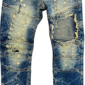 Men's Distressed Blue Jeans